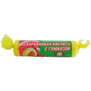 АСКОРБИНОВАЯ К-ТА С ГЛЮКОЗОЙ ГЛЕНВИТОЛ АРБУЗ+ДЫНЯ 25МГ. №10 ТАБ.ЖЕВ. КРУТКА