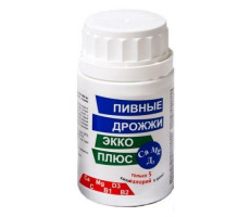 ЭККО ПЛЮС ПИВНЫЕ ДРОЖЖИ + CA+MG+ВИТ.D3 №100 ТАБ. (КАЛЬЦИЙ+МАГНИЙ+ВИТАМИН Д)