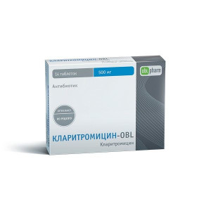 КЛАРИТРОМИЦИН-OBL 500МГ. №14 ТАБ. П/П/О /ОБОЛЕНСКОЕ/ КЛАРИТРОМИЦИН-OBL 500МГ. №14 ТАБ. П/П/О /ОБОЛЕНСКОЕ/
