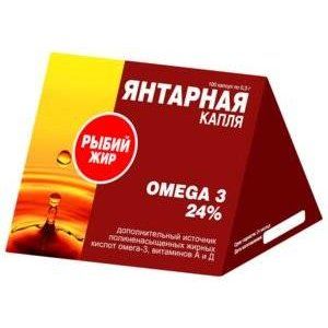 РЫБИЙ ЖИР ЯНТАРНАЯ КАПЛЯ ОМЕГА-3 №100 КАПС. РЫБИЙ ЖИР ЯНТАРНАЯ КАПЛЯ ОМЕГА-3 №100 КАПС.