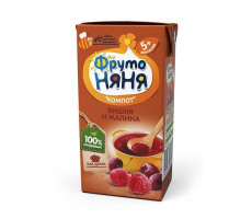 ФРУТОНЯНЯ 200МЛ. КОМПОТ ВИШНЯ+МАЛИНА 5+МЕС. Т/ПАК