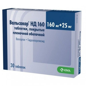 ВАЛЬСАКОР НД 160МГ.+25МГ. №30 ТАБ. П/П/О /KRKA/