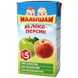 МАЛЫШАМ НЕКТАР (СОК) 125МЛ. ЯБЛОКО+ПЕРСИК МЯК. 5+МЕС. (ФРУТОНЯНЯ)