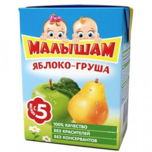 МАЛЫШАМ НЕКТАР (СОК) 200МЛ. ЯБЛОКО+ГРУША Н/ОСВЕТЛ. 5+МЕС. (ФРУТОНЯНЯ)