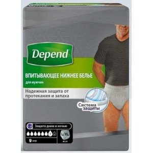 ДЕПЕНД ТРУСЫ-ПОДГУЗНИКИ Д/МУЖ. L/XL №9 БЕЛЬЕ ВПИТ. [DEPEND]