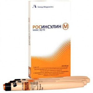 РОСИНСУЛИН М МИКС 30/70 100МЕ/МЛ. 3МЛ. №5 СУСП. Д/П/К КАРТРИДЖИ В ШПРИЦ-РУЧКАХ /МЕДСИНТЕЗ/ РОСИНСУЛИН М МИКС 30/70 100МЕ/МЛ. 3МЛ. №5 СУСП. Д/П/К КАРТРИДЖИ В ШПРИЦ-РУЧКАХ /МЕДСИНТЕЗ/
