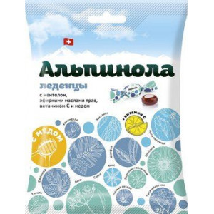 АЛЬПИНОЛА ЛЕДЕНЦЫ МЕНТОЛ+ТРАВЫ+ВИТ.С+МЕД 75Г. АЛЬПИНОЛА ЛЕДЕНЦЫ МЕНТОЛ+ТРАВЫ+ВИТ.С+МЕД 75Г.