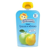 Б.ЛУКОШКО ПЮРЕ 90Г. ЯБЛОКО+ГРУША ПАУЧ 5+МЕС.