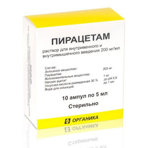 ПИРАЦЕТАМ 200МГ/МЛ. 5МЛ. №10 Р-Р Д/В/В АМП. /ОРГАНИКА/ ПИРАЦЕТАМ 200МГ/МЛ. 5МЛ. №10 Р-Р Д/В/В АМП. /ОРГАНИКА/