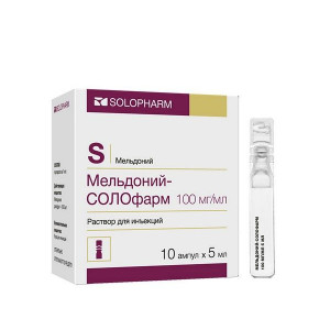 МЕЛЬДОНИЙ-СОЛОФАРМ 100МГ/МЛ. 5МЛ. №10 Р-Р Д/ИН. АМП. /ГРОТЕКС/ МЕЛЬДОНИЙ-СОЛОФАРМ 100МГ/МЛ. 5МЛ. №10 Р-Р Д/ИН. АМП. /ГРОТЕКС/