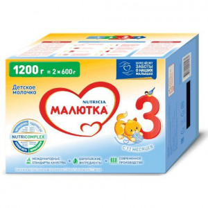 МАЛЮТКА 3 МОЛОЧКО ДЕТСКОЕ 1200Г. (600Г.Х2) 12+МЕС. МАЛЮТКА 3 МОЛОЧКО ДЕТСКОЕ 1200Г. (600Г.Х2) 12+МЕС.