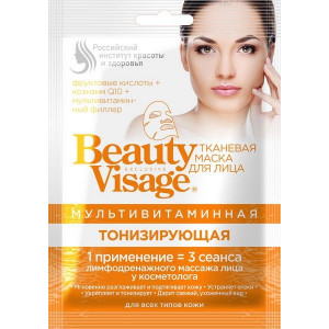 БЬЮТИ ВИЗАЖ МАСКА Д/ЛИЦА ТКАН. МУЛЬТИВИТ ТОНИЗИР. 25МЛ. №1 [BEAUTY VISAGE]