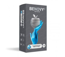 БЕНОВИ ПЕРЧАТКИ СМОТР. НИТРИЛ Н/СТЕР. Н/ОПУДР. ТЕКСТ. Р.M №200 (100 ПАР) ГОЛ. [BENOVY]