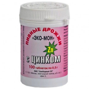 ЭКО-МОН ПИВНЫЕ ДРОЖЖИ ЦИНК №100 ТАБ. /СВОБОДНЫЙ-20/ ЭКО-МОН ПИВНЫЕ ДРОЖЖИ ЦИНК №100 ТАБ. /СВОБОДНЫЙ-20/