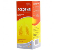 АСКОРИЛ ЭКСПЕКТОРАНТ 2МГ.+50МГ.+1МГ/5МЛ. 200МЛ. Б/САХАРА Р-Р Д/ПРИЕМА ВНУТРЬ ФЛ.