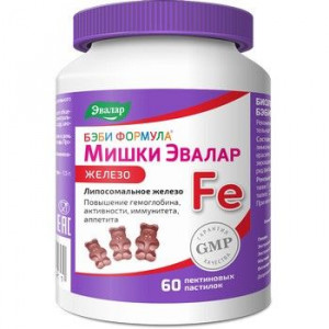 БЭБИ ФОРМУЛА ПАСТИЛКИ МИШКИ ЖЕЛЕЗО №60 ЖЕВ. /ЭВАЛАР/
